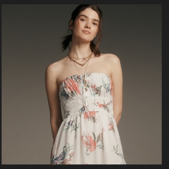 The Somerset Strapless Chiffon Midi Dress - Picture 3 of 9